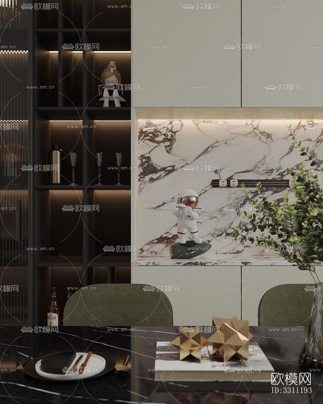 现代客餐厅效果图下载（渲染图7）