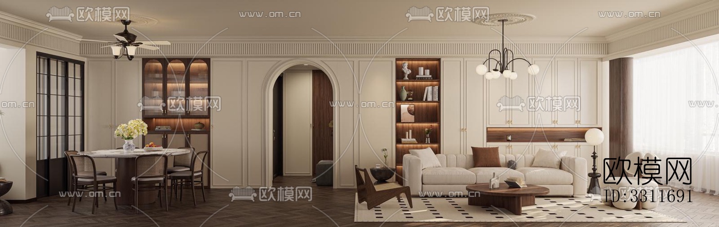 现代客餐厅效果图下载（渲染图4）