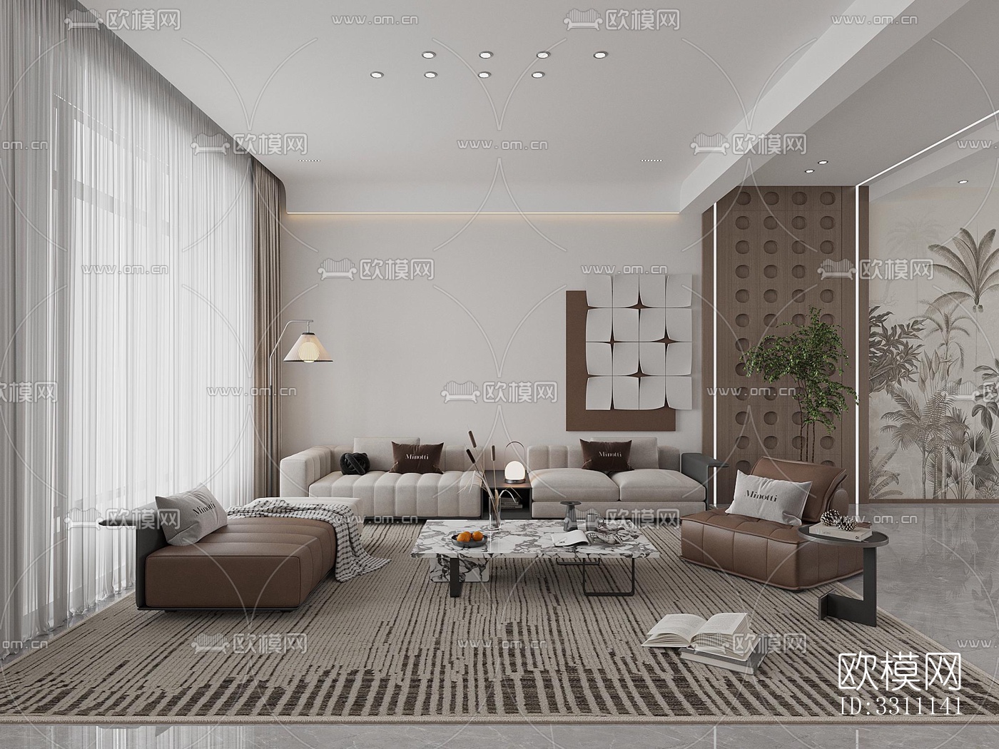 现代客餐厅效果图下载（渲染图2）