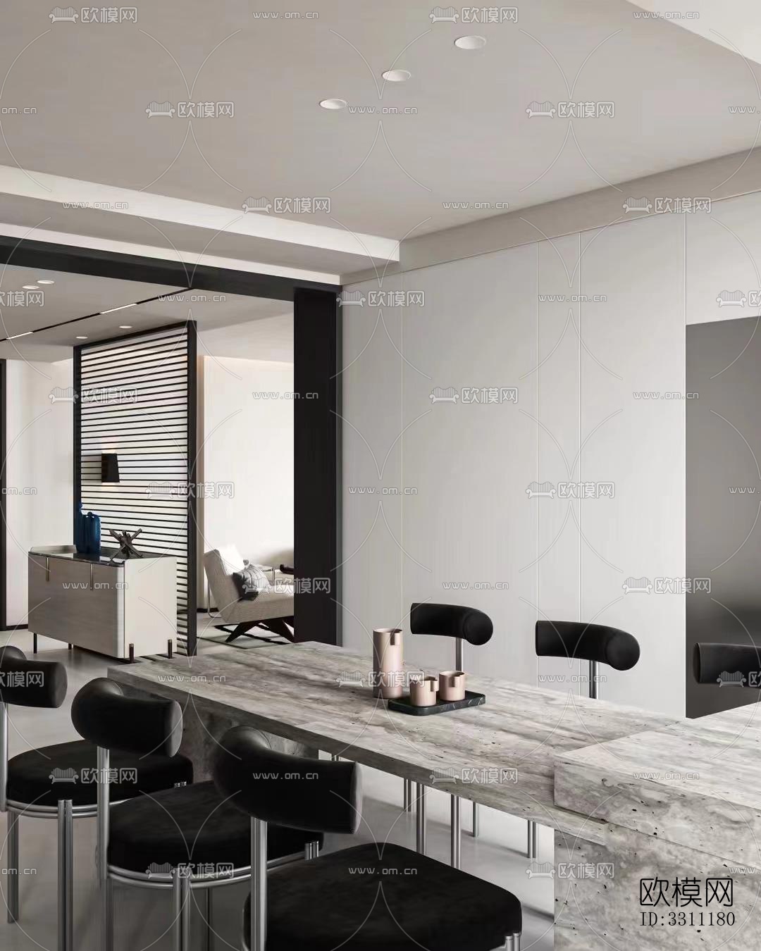 现代客餐厅效果图下载（渲染图1）