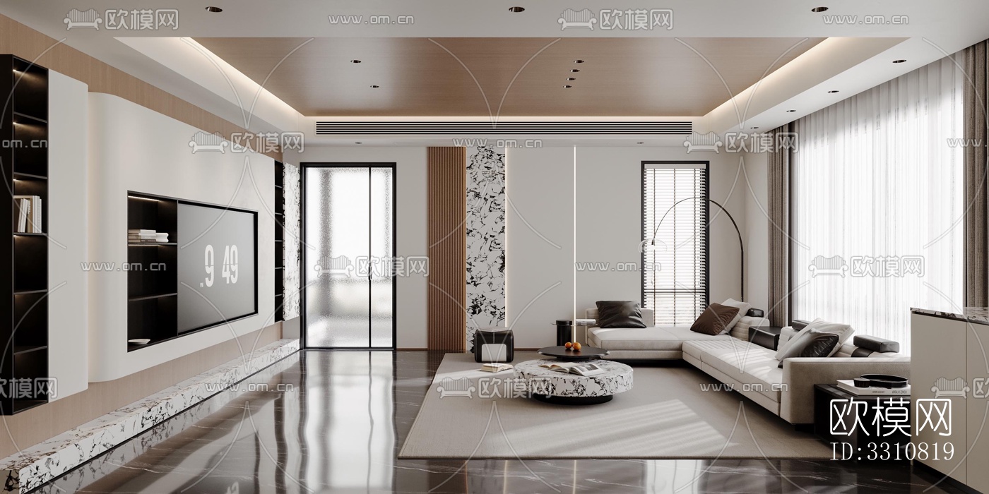 现代客餐厅效果图下载（渲染图1）