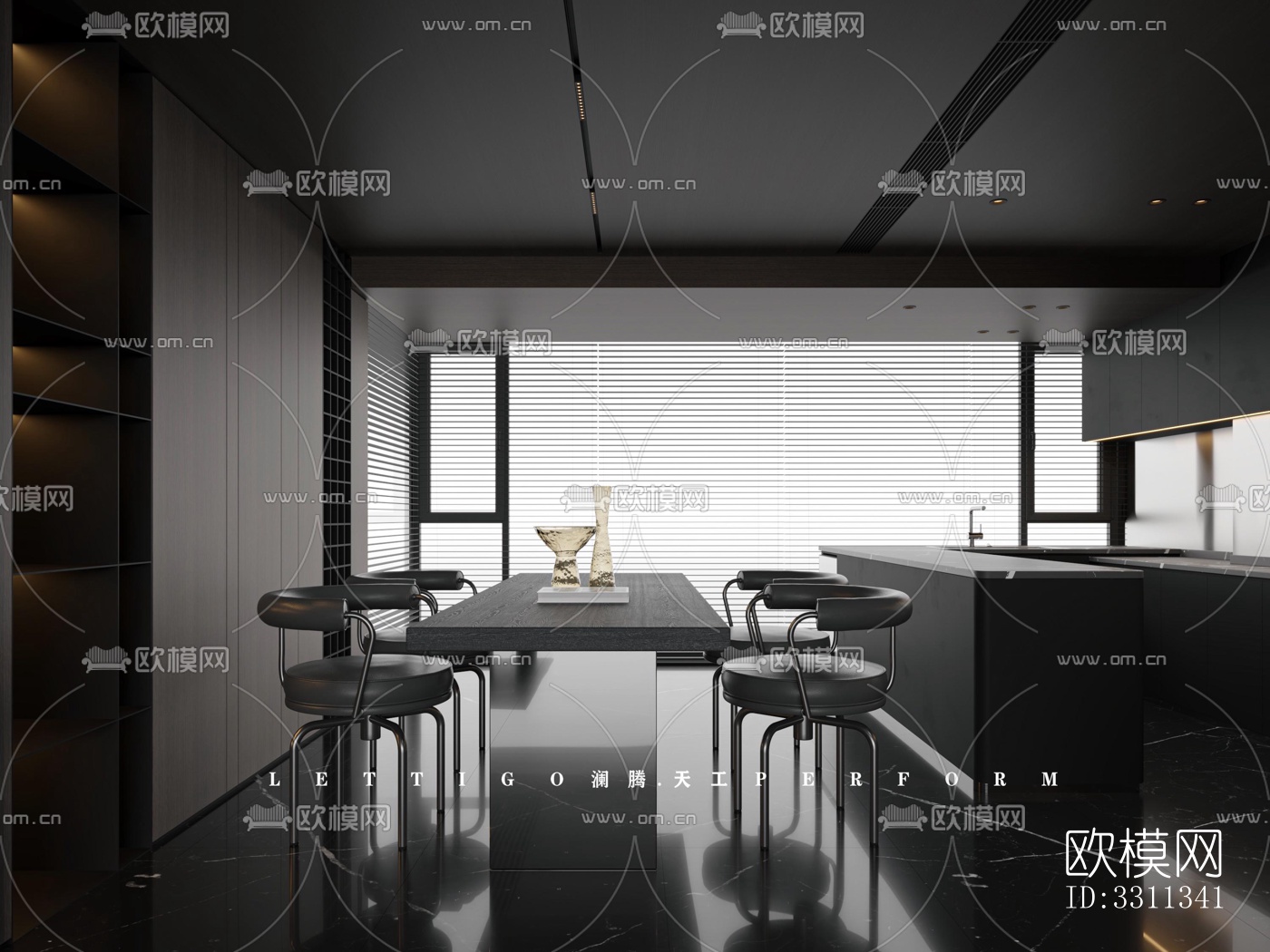 现代客餐厅效果图下载（渲染图4）