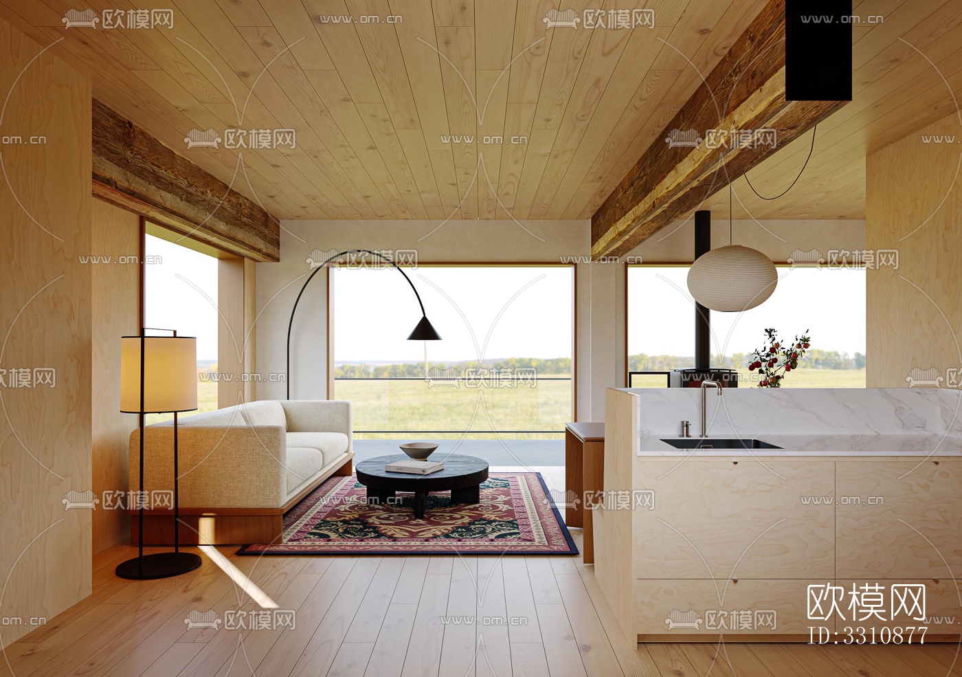 现代客餐厅效果图下载（渲染图3）