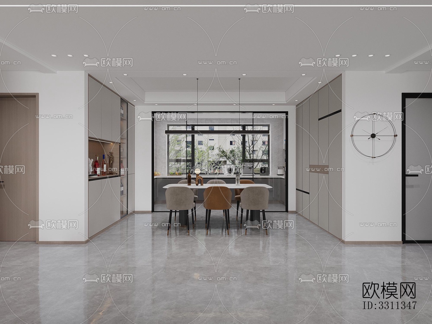 现代客餐厅效果图下载（渲染图8）