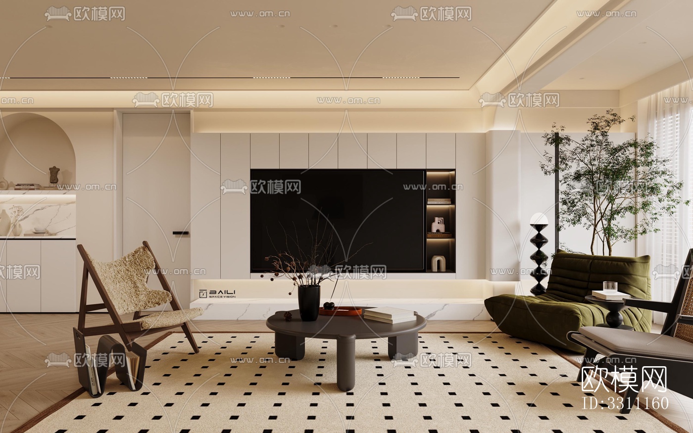 现代客餐厅效果图下载（渲染图3）