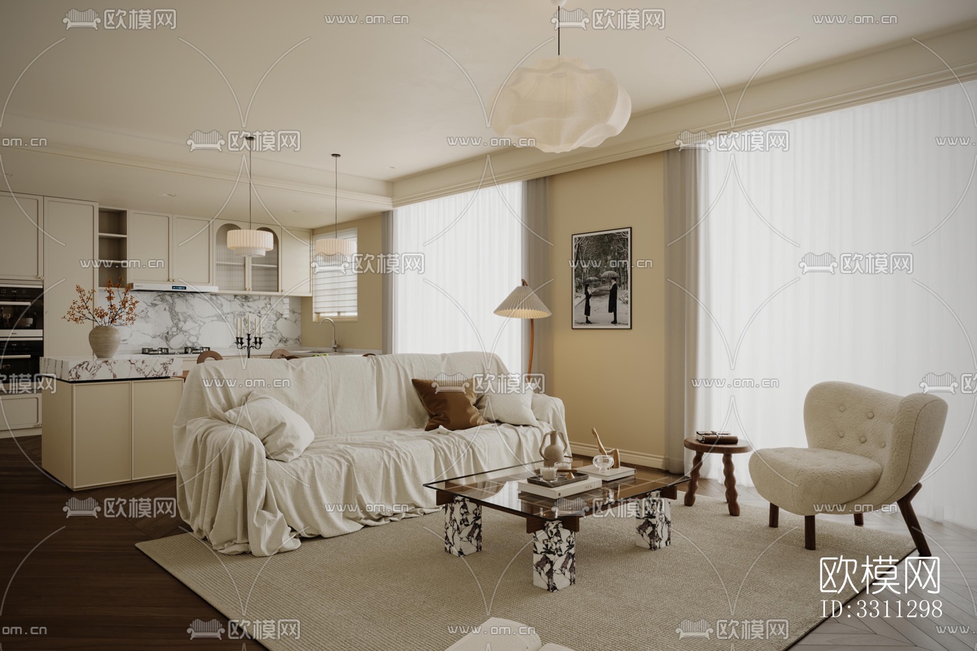 现代客餐厅效果图下载（渲染图13）