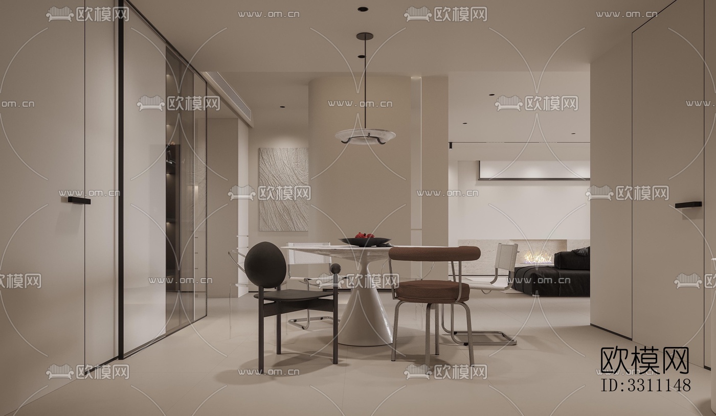现代客餐厅效果图下载（渲染图4）