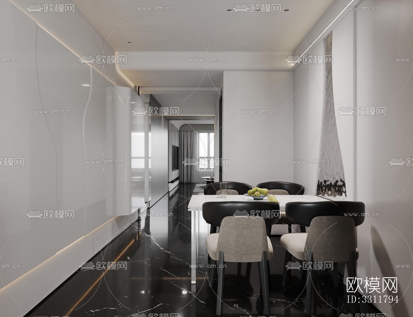 现代客餐厅效果图下载（渲染图2）