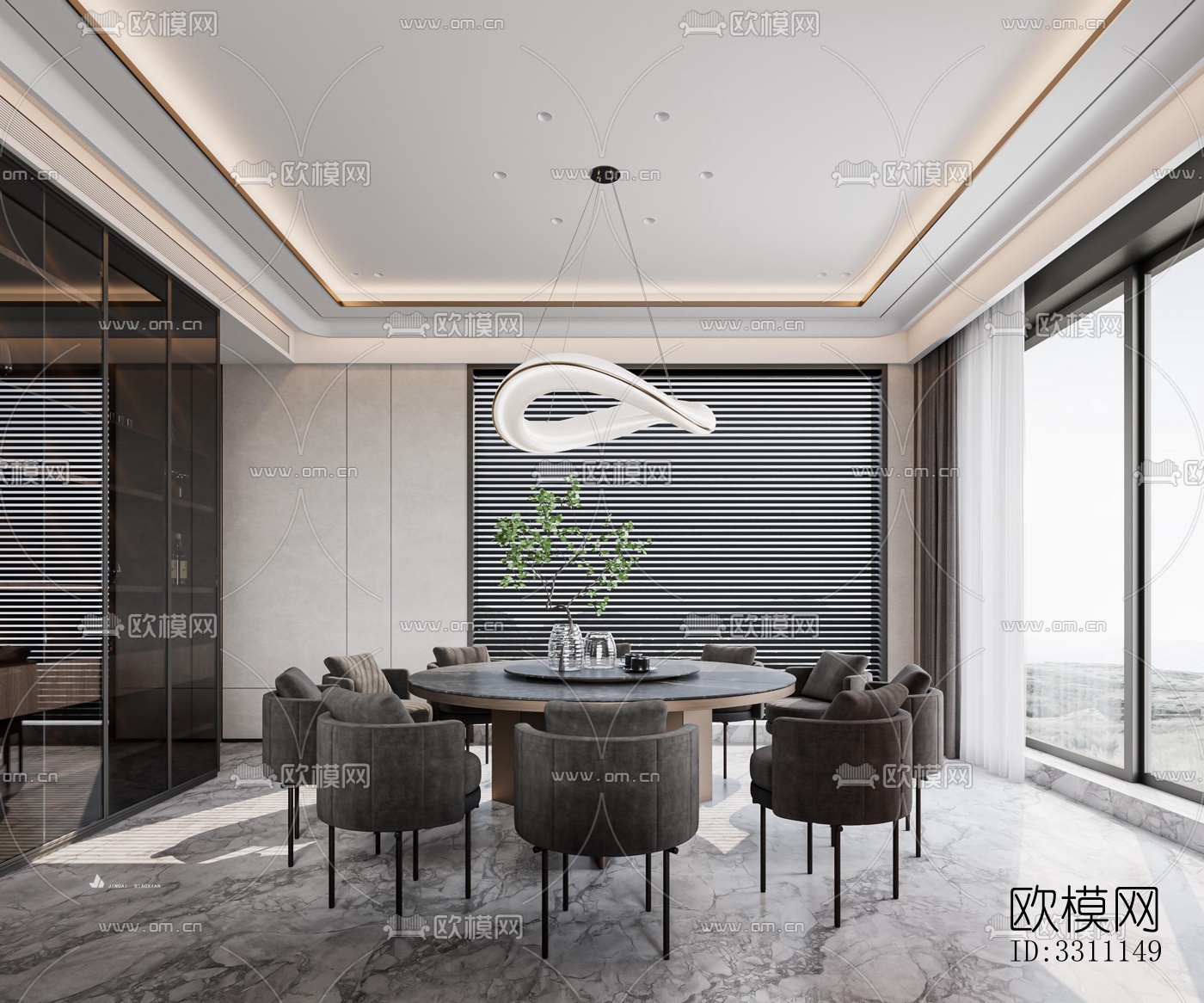 现代客餐厅效果图下载（渲染图3）