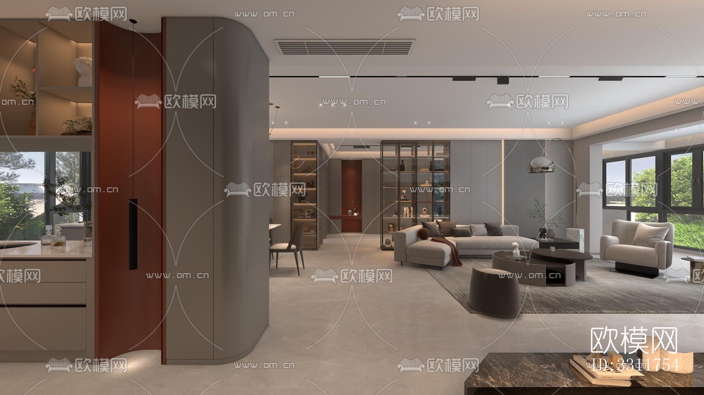 现代客餐厅效果图下载（渲染图12）