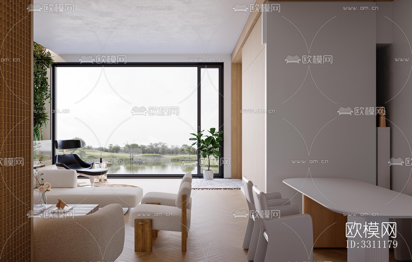 现代客餐厅效果图下载（渲染图5）