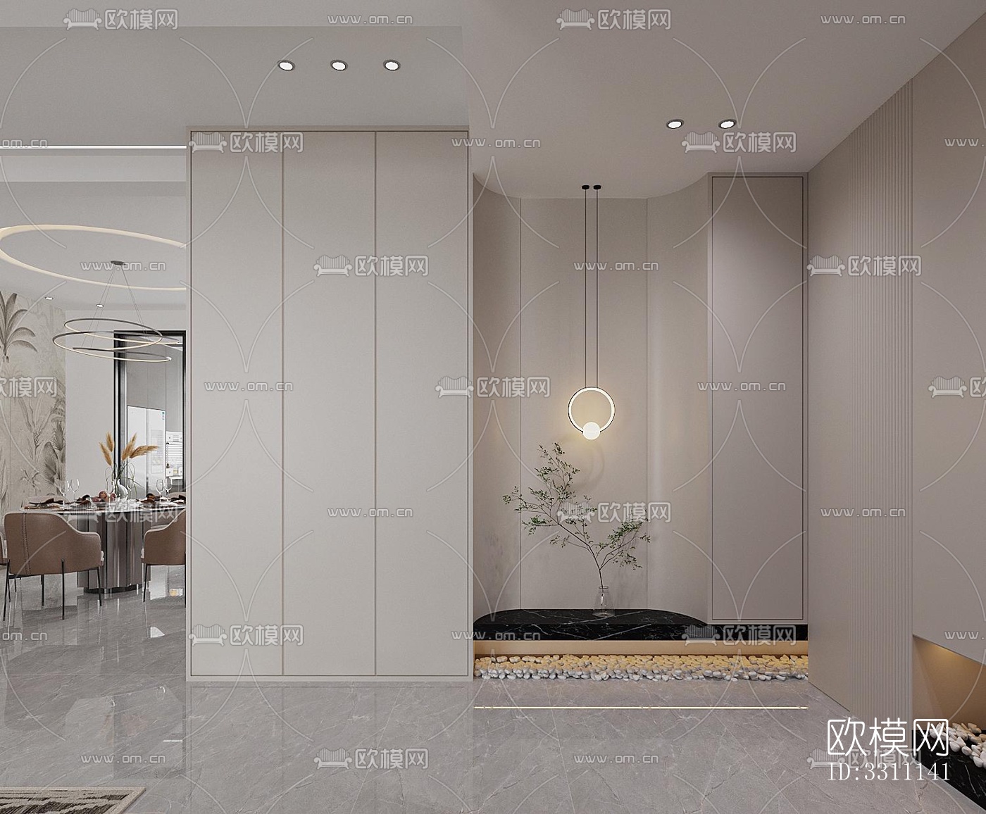 现代客餐厅效果图下载（渲染图8）