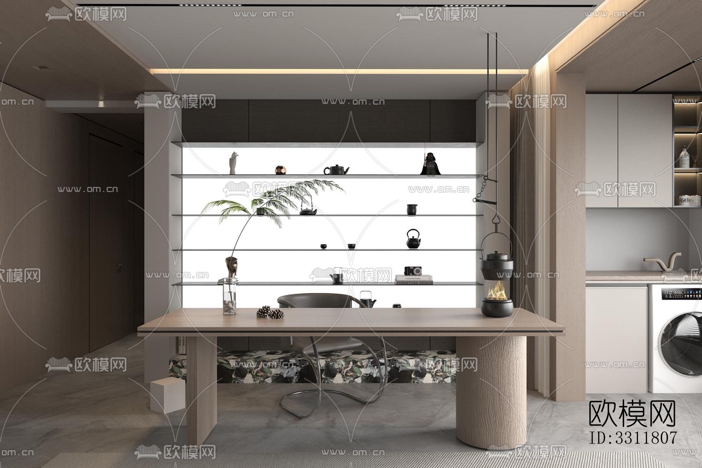 现代客餐厅效果图下载（渲染图4）