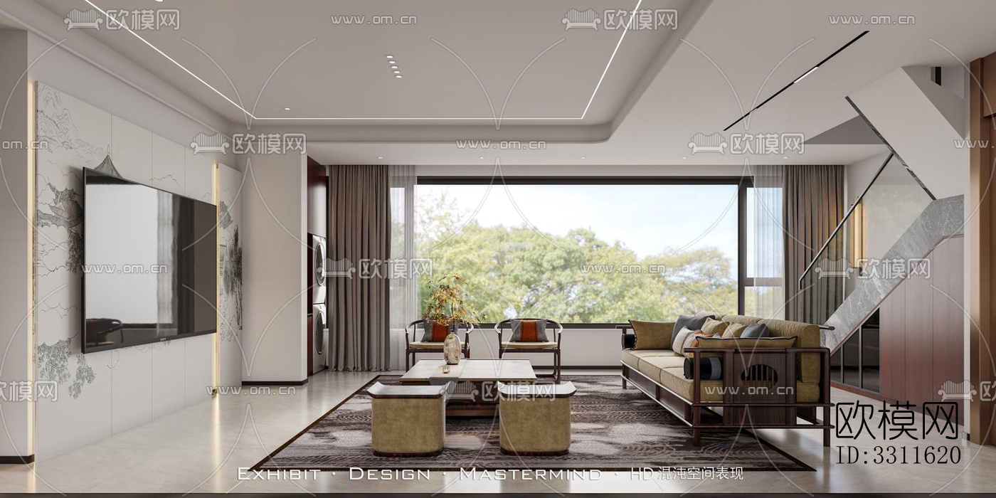 现代客餐厅效果图下载（渲染图7）