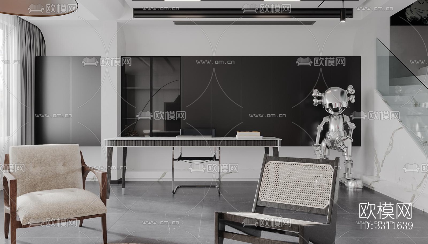 现代客餐厅效果图下载（渲染图3）