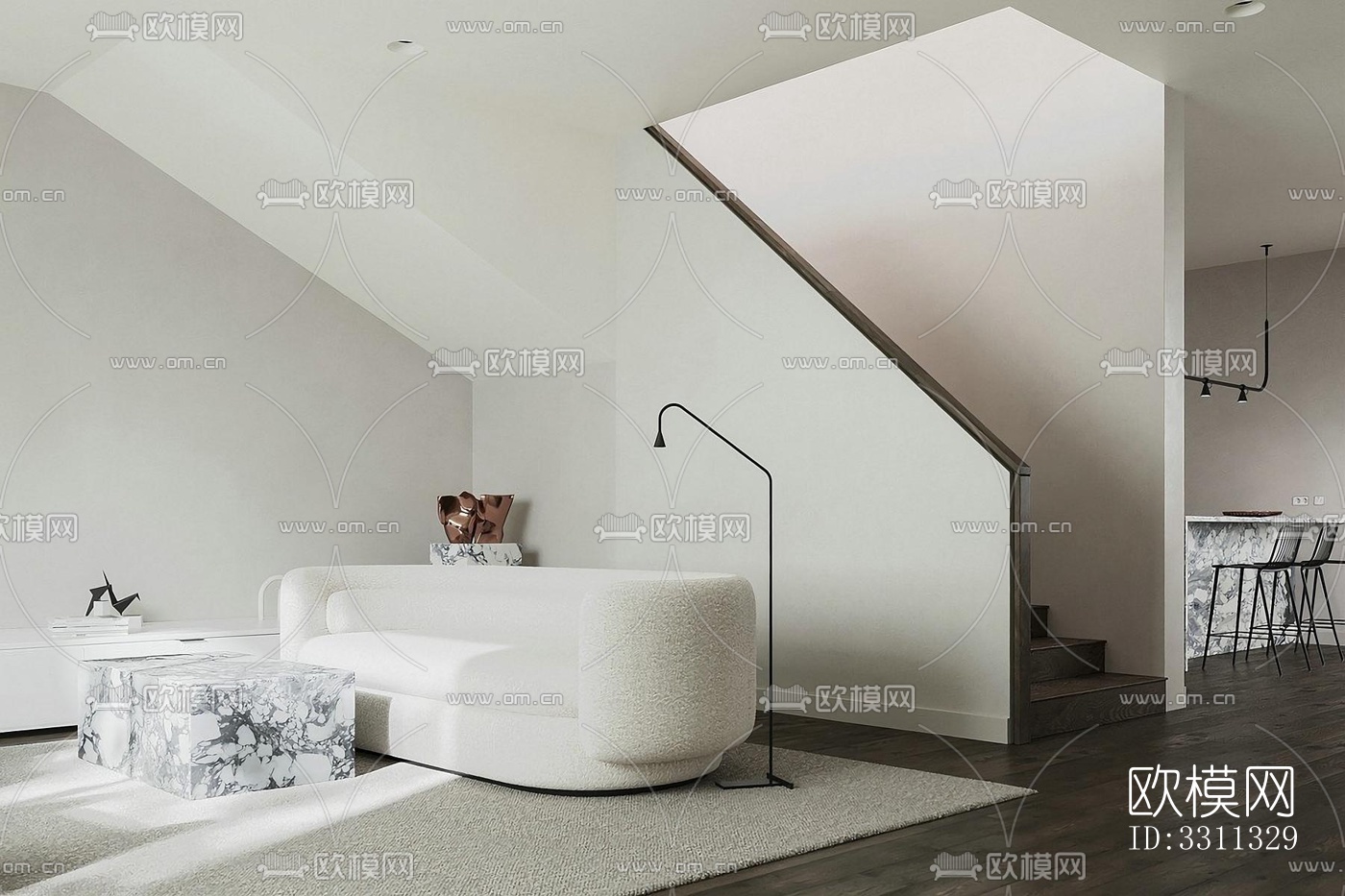 现代客餐厅效果图下载（渲染图4）