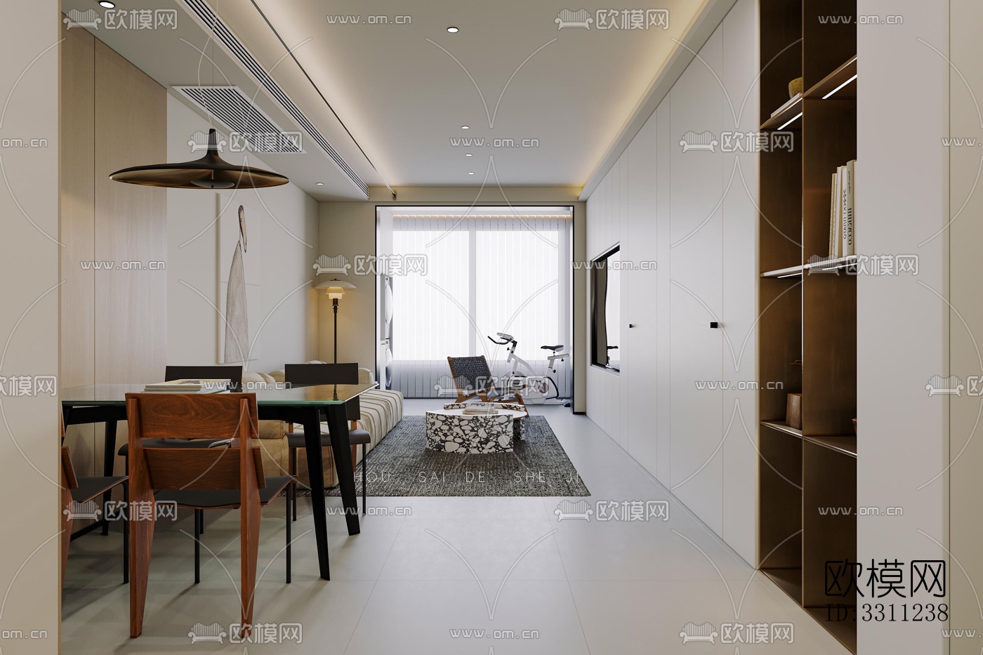 现代客餐厅效果图下载（渲染图8）