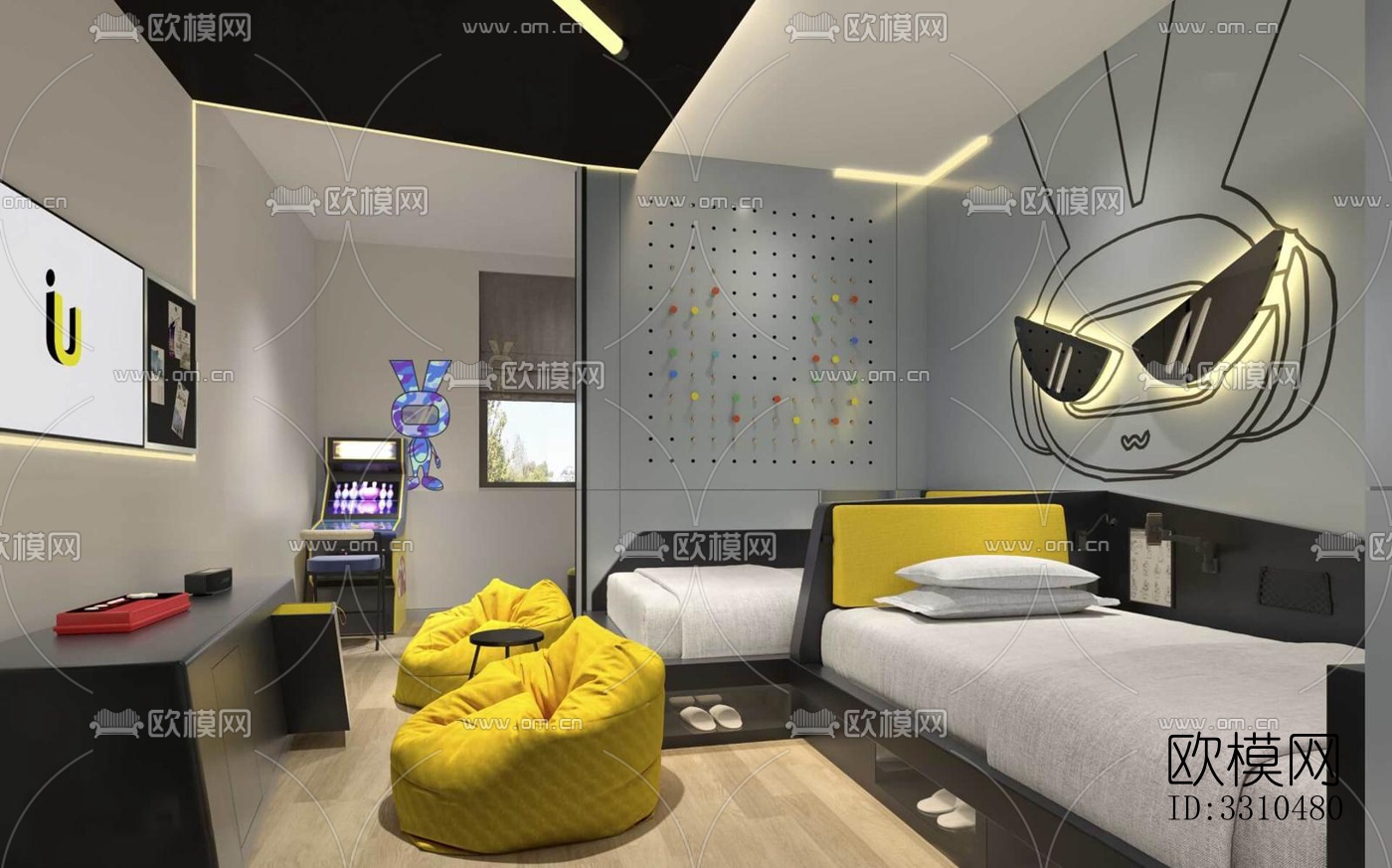 现代酒店民宿效果图下载（渲染图6）