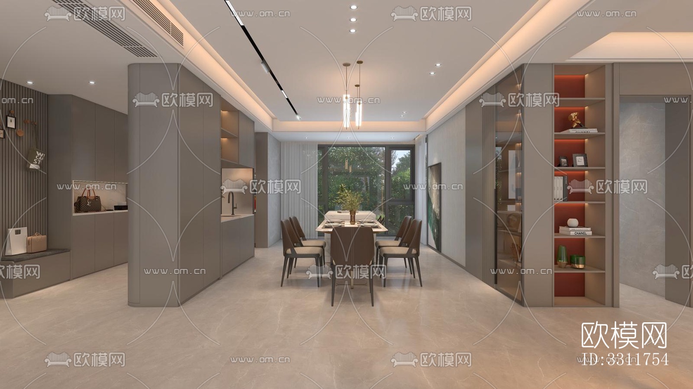现代客餐厅效果图下载（渲染图15）