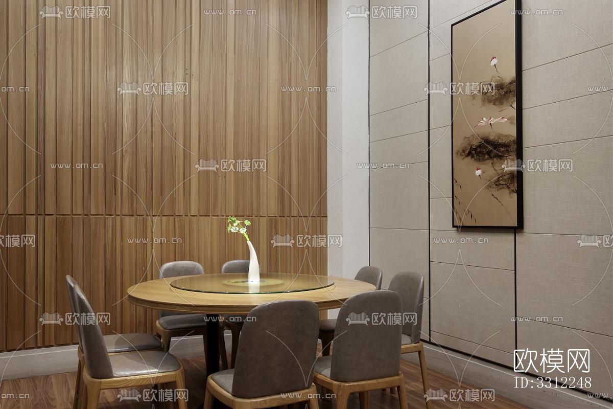 新中式中餐厅效果图下载（渲染图4）