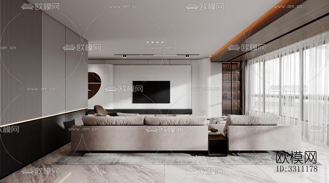 现代客餐厅效果图下载（渲染图4）