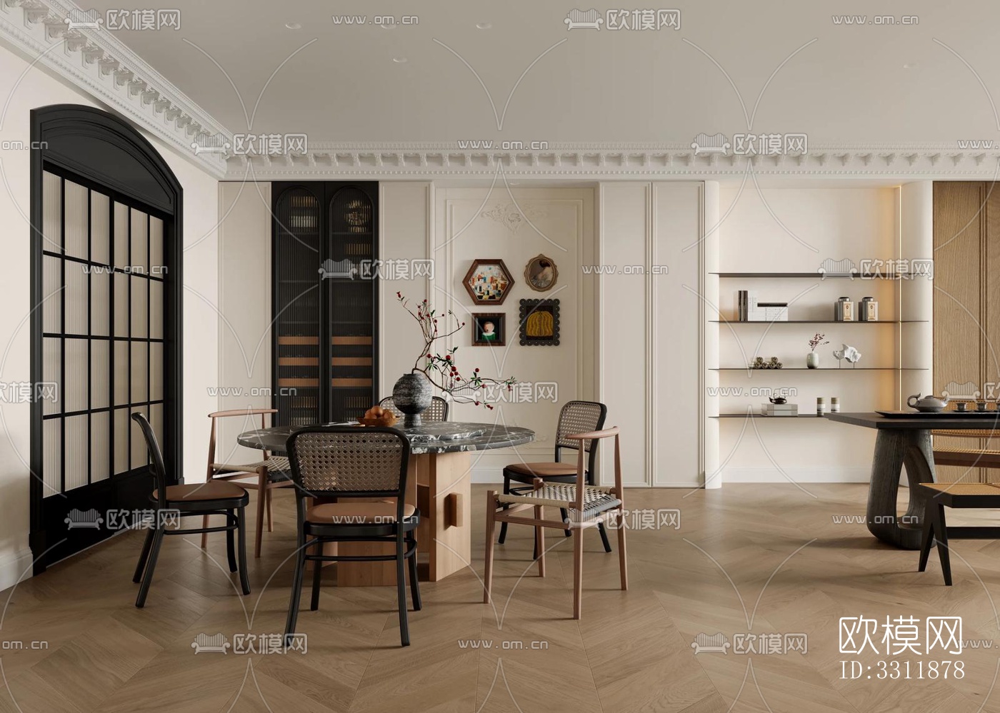 现代客餐厅效果图下载（渲染图3）