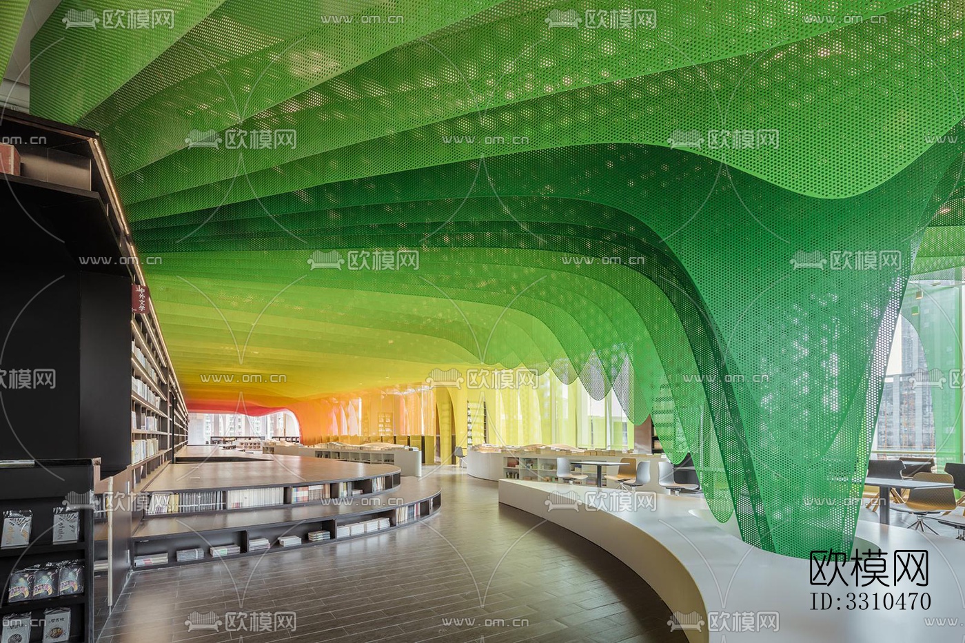 现代图书馆效果图下载（渲染图1）