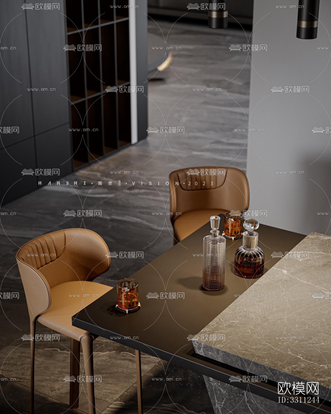 现代客餐厅效果图下载（渲染图13）