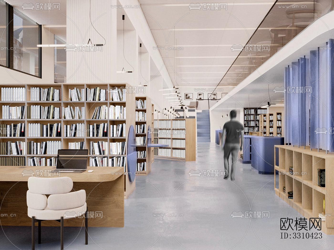 现代图书馆效果图下载（渲染图1）
