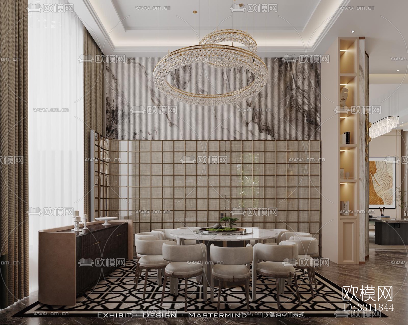 现代客餐厅效果图下载（渲染图2）