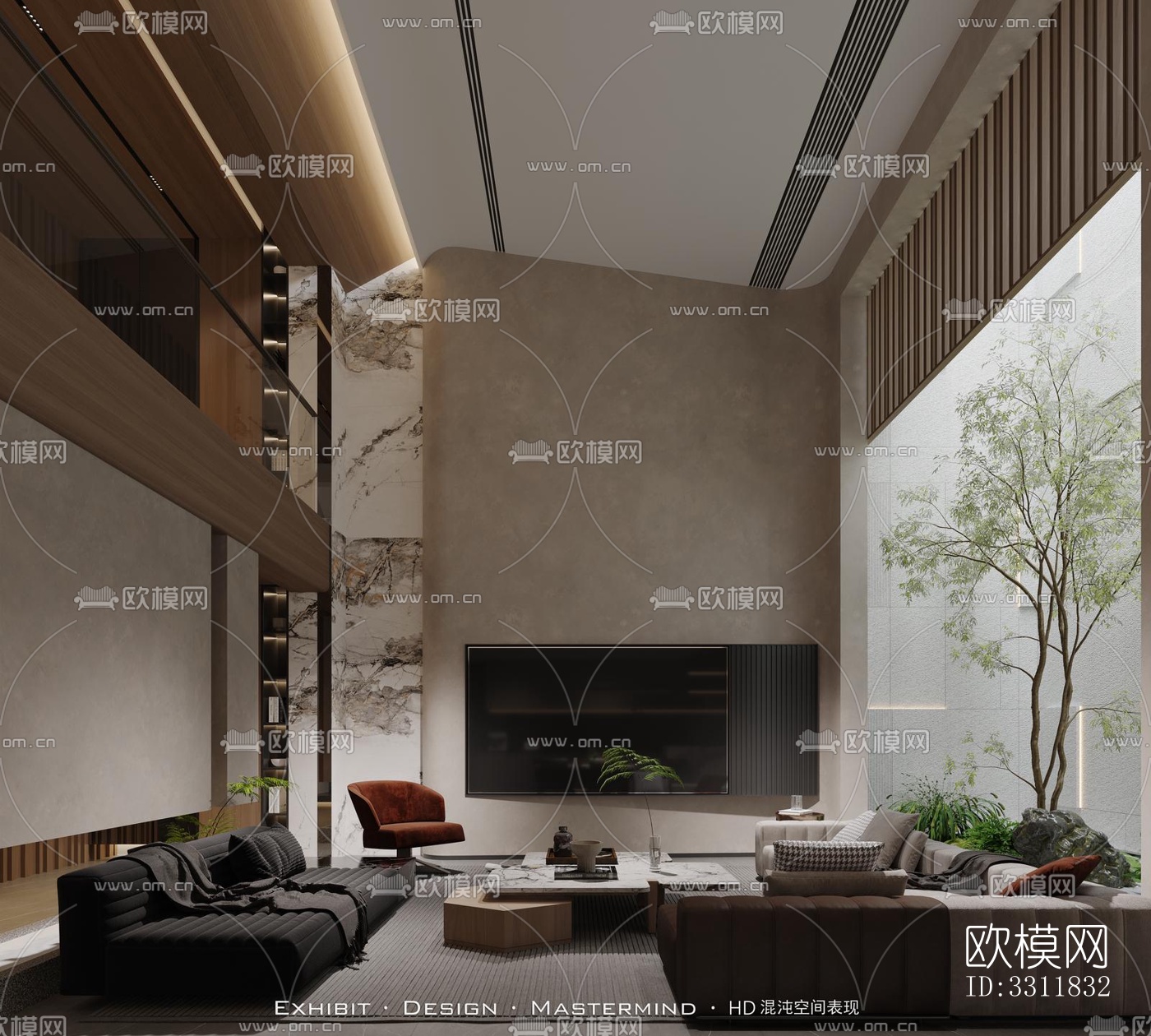 现代客餐厅效果图下载（渲染图3）