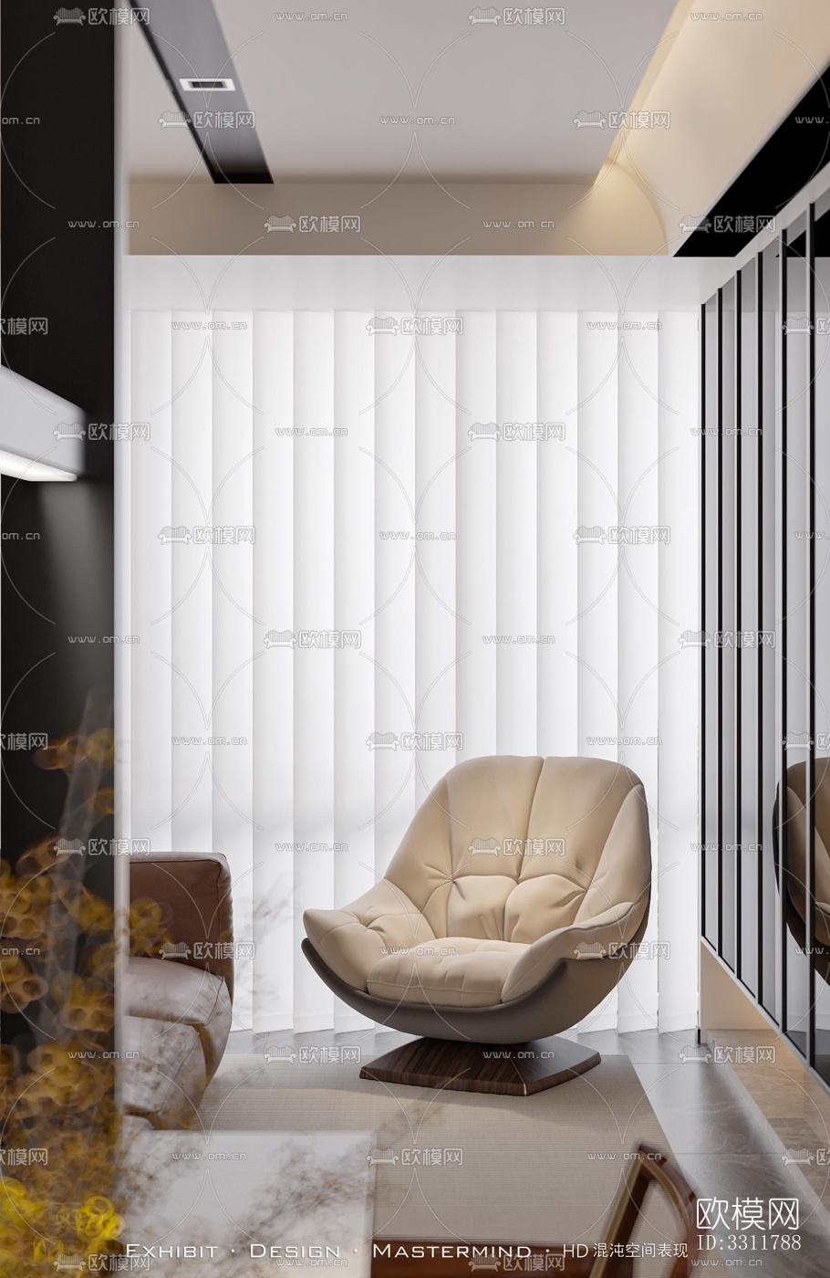 现代客餐厅效果图下载（渲染图1）