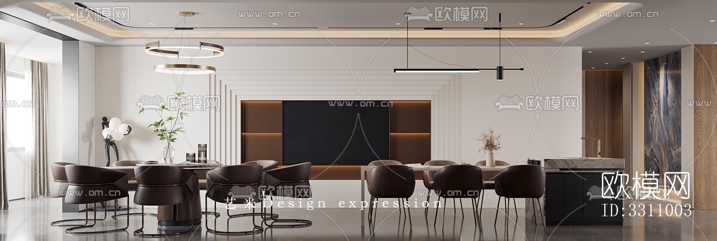 现代客餐厅效果图下载（渲染图7）