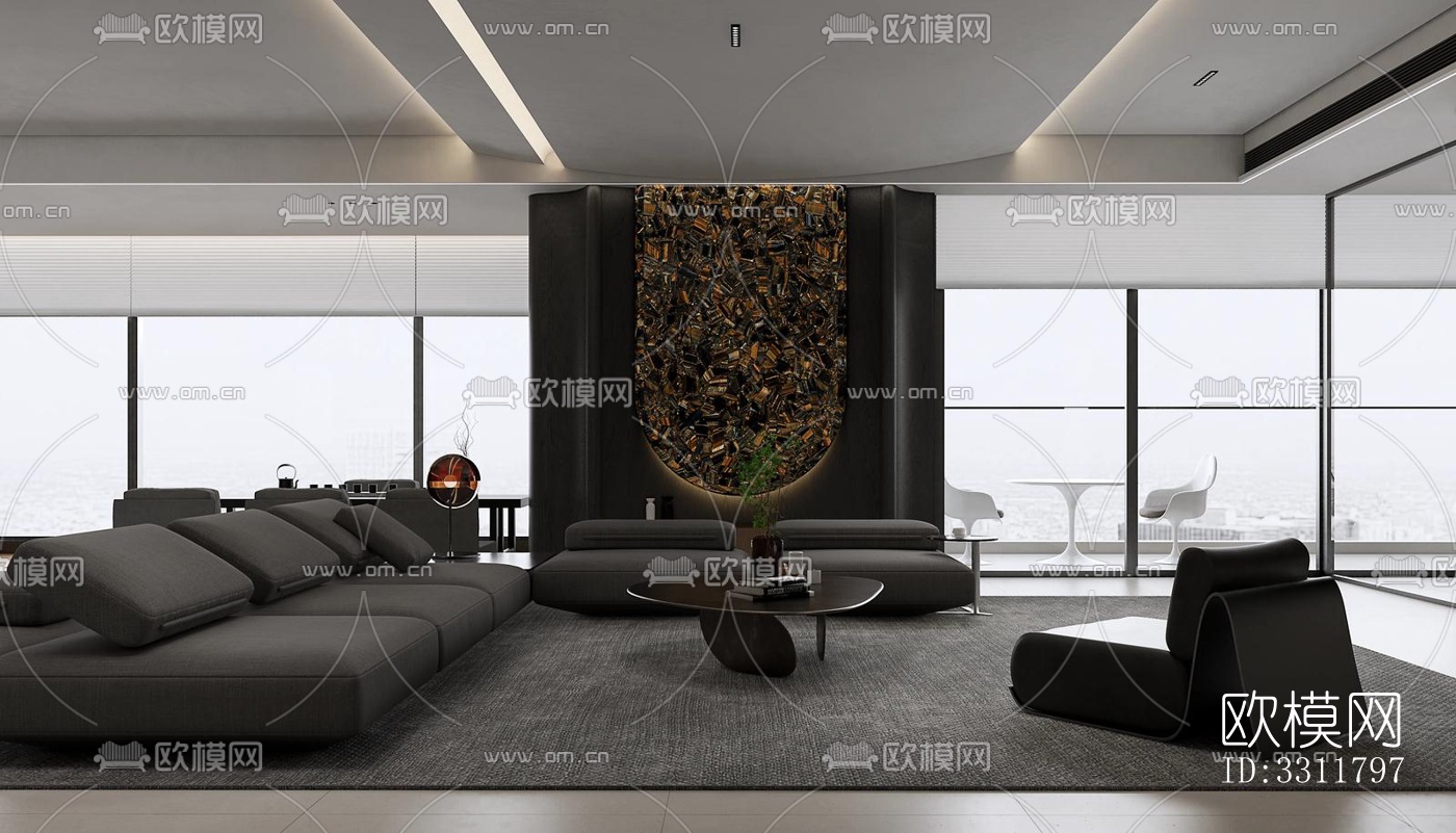 现代客餐厅效果图下载（渲染图12）