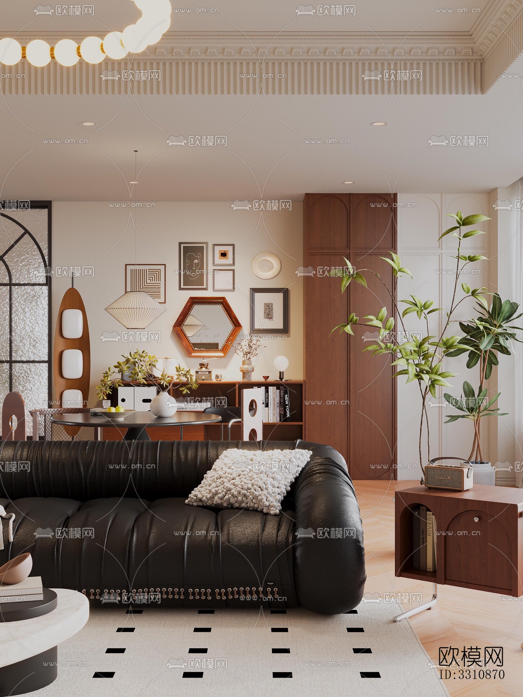 现代客餐厅效果图下载（渲染图6）