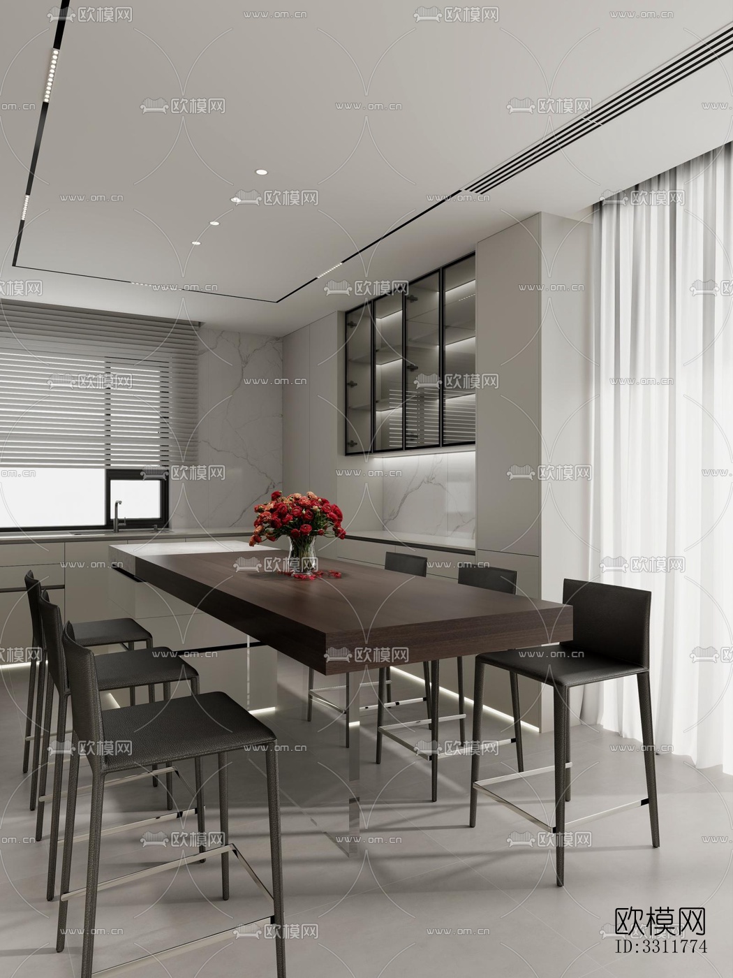 现代客餐厅效果图下载（渲染图5）