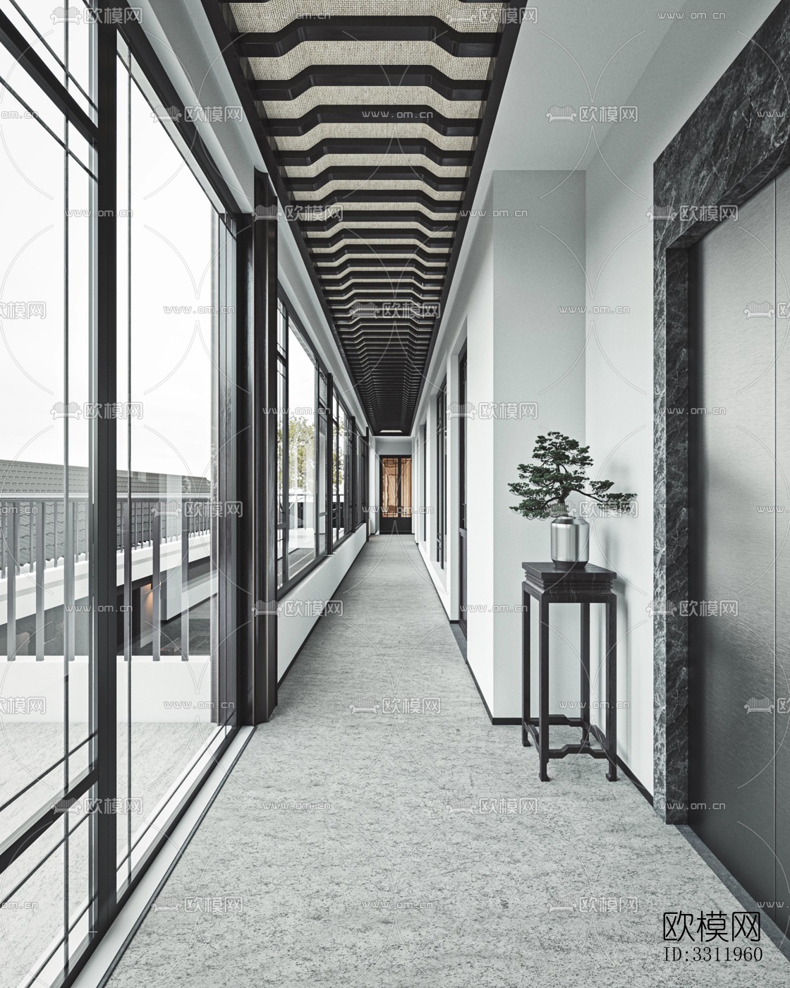 新中式阳台花园效果图下载（渲染图5）