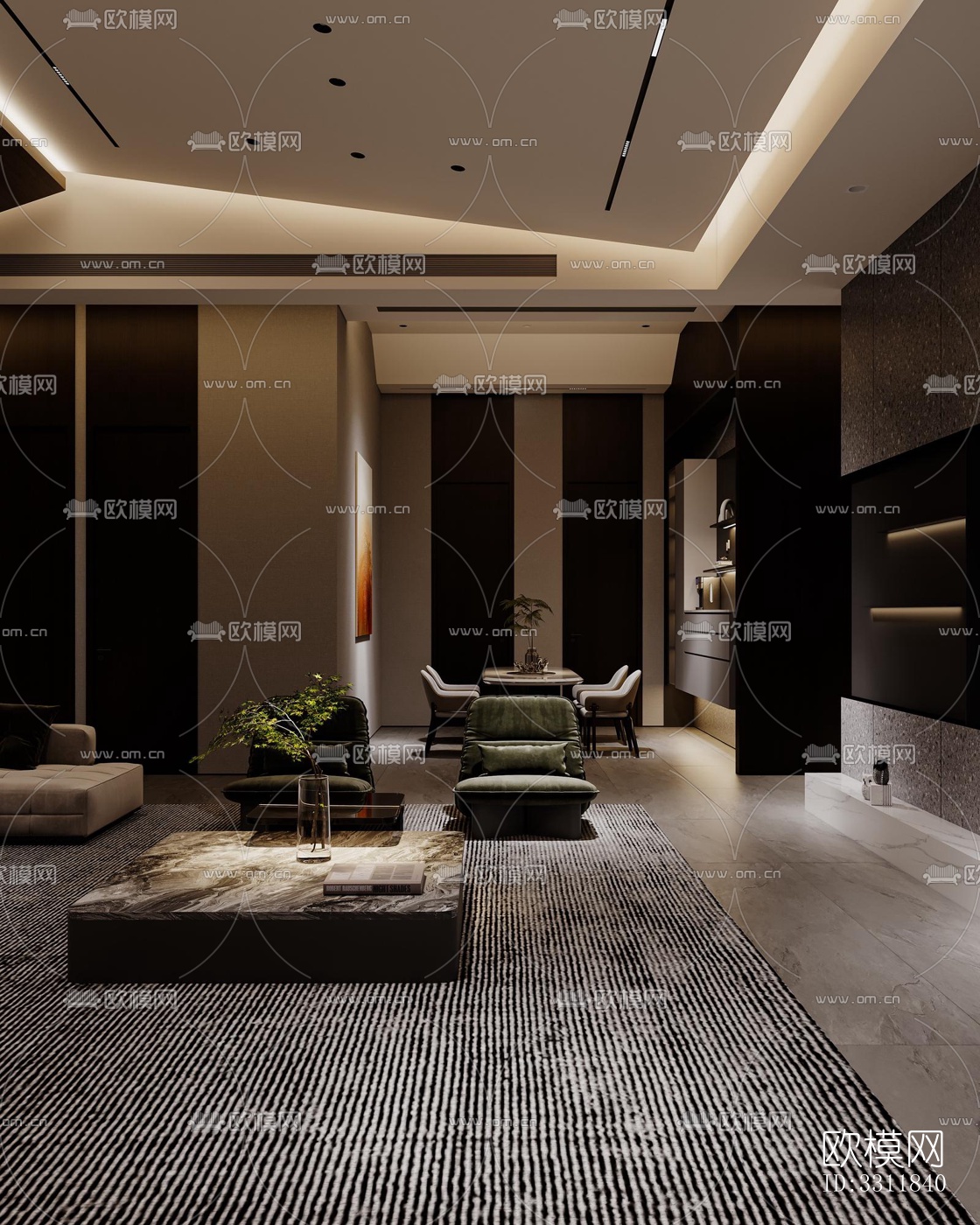 现代客餐厅效果图下载（渲染图6）