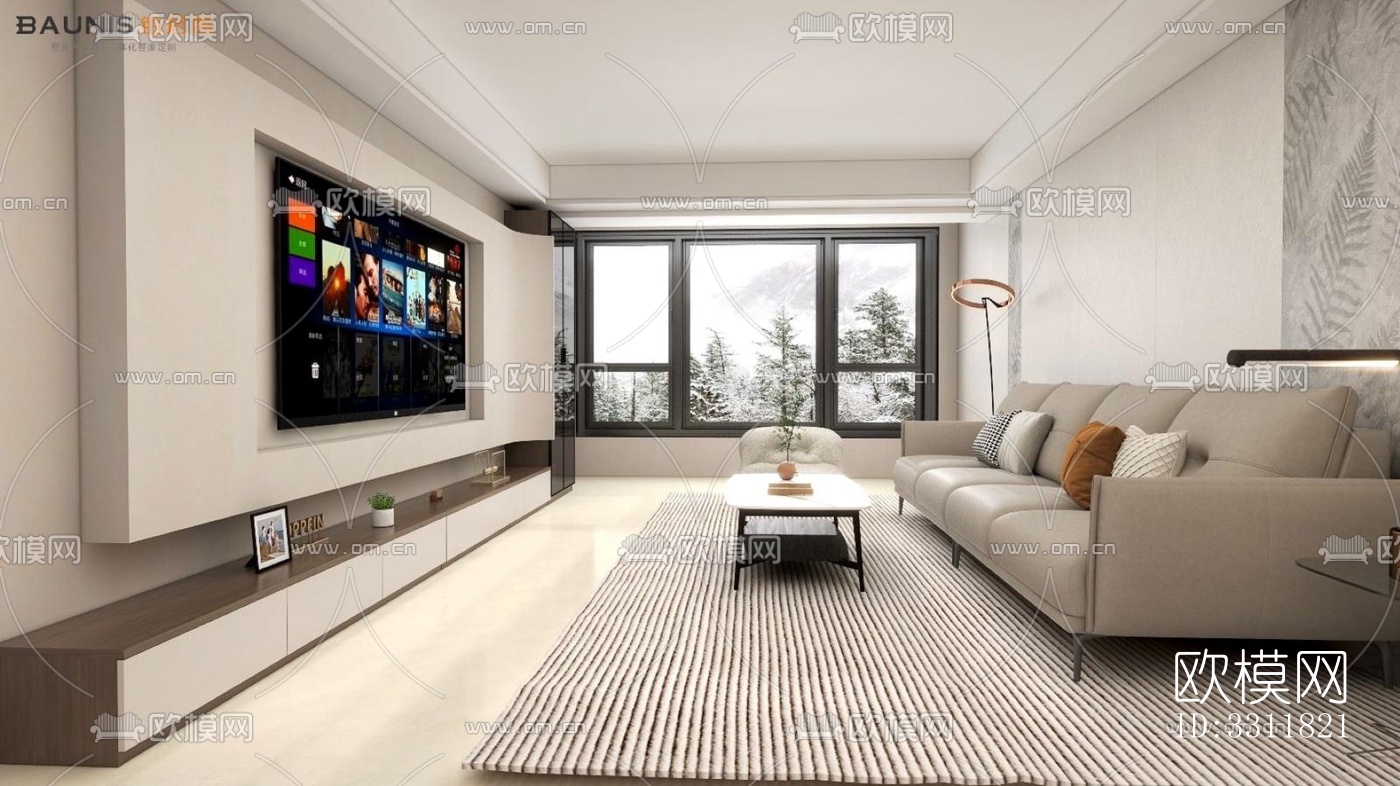 现代客餐厅效果图下载（渲染图1）