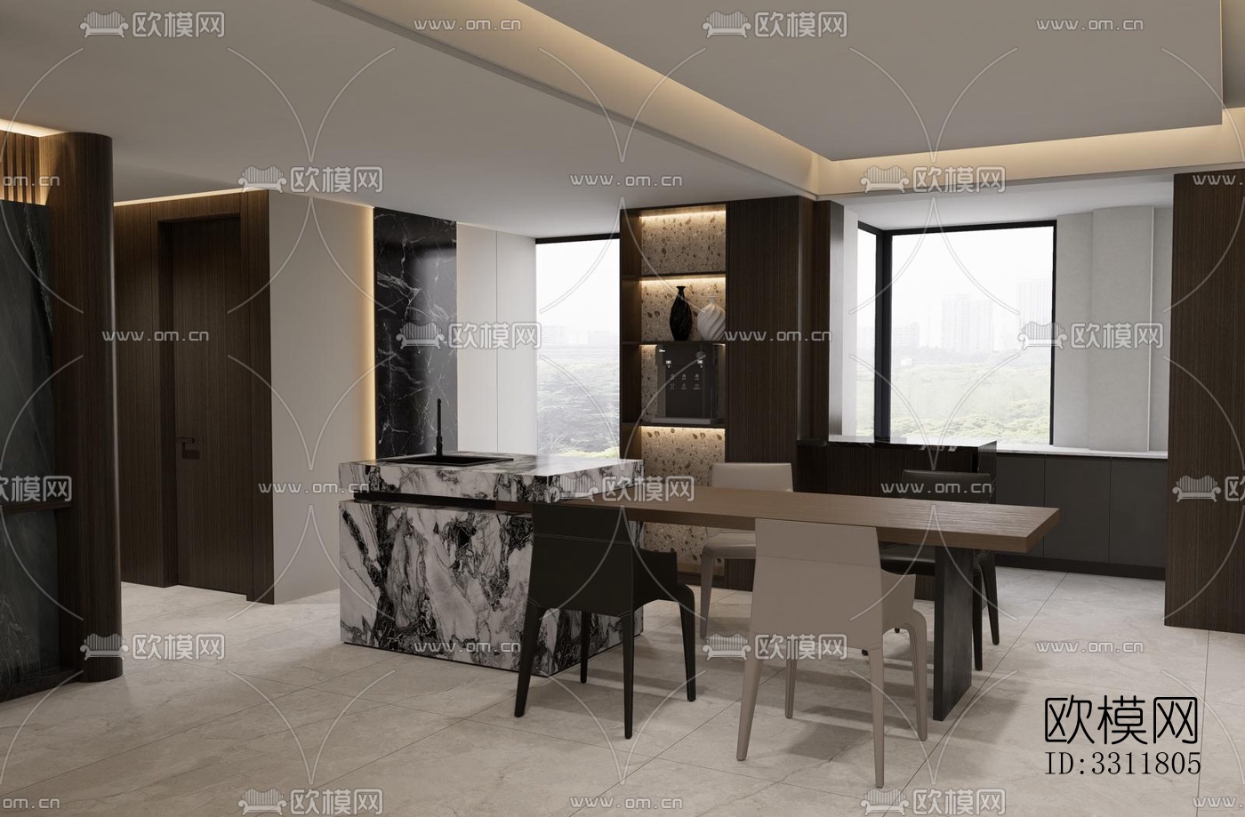现代客餐厅效果图下载（渲染图14）