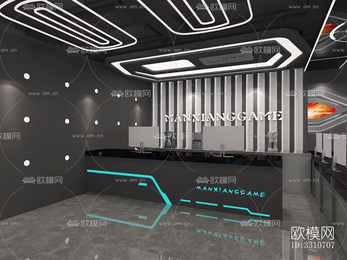 现代网咖效果图下载（渲染图4）