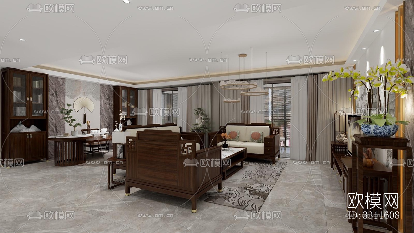 现代客餐厅效果图下载（渲染图2）