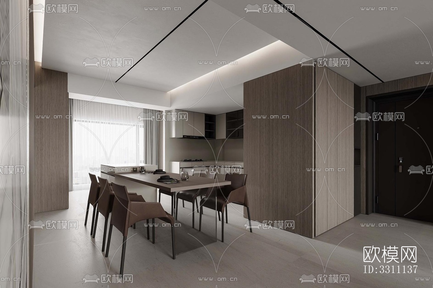 现代客餐厅效果图下载（渲染图3）