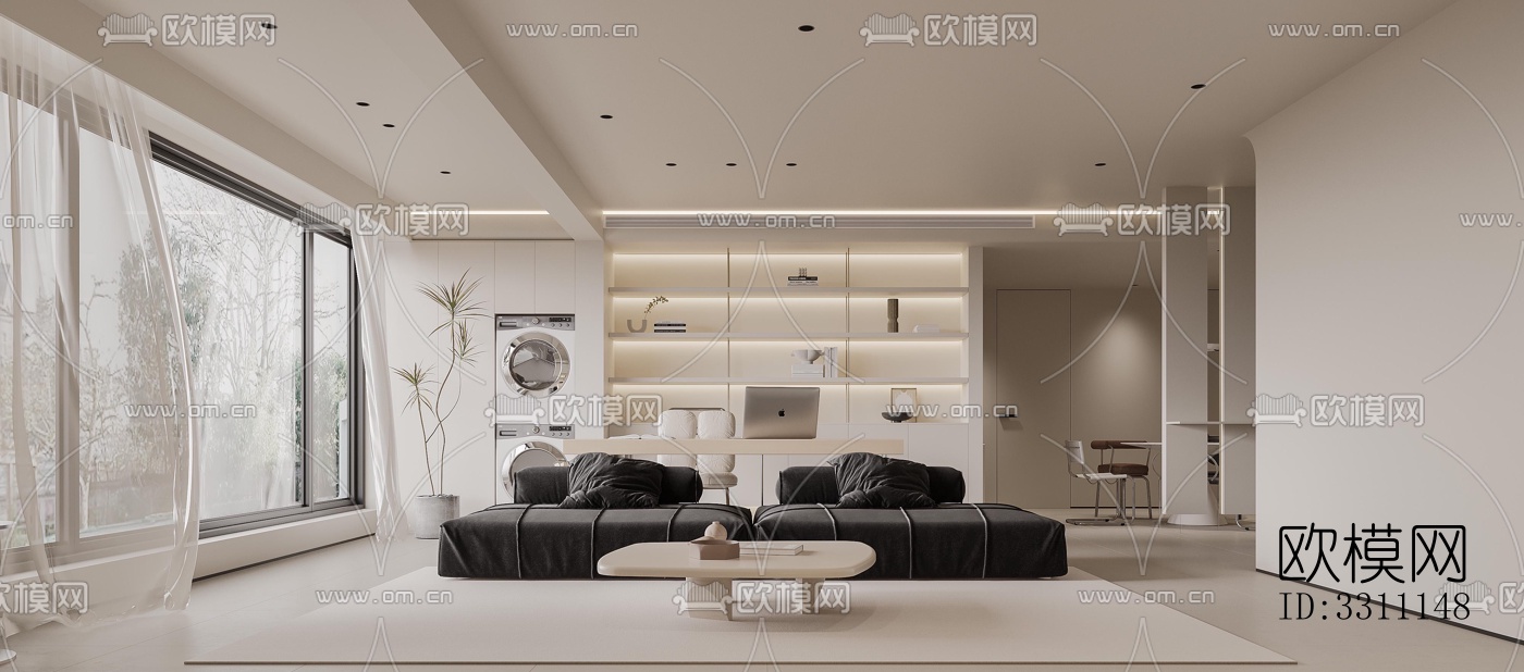 现代客餐厅效果图下载（渲染图1）