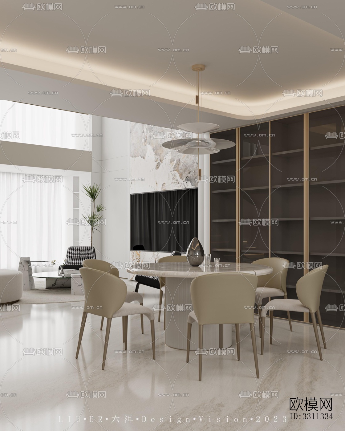 现代客餐厅效果图下载（渲染图6）