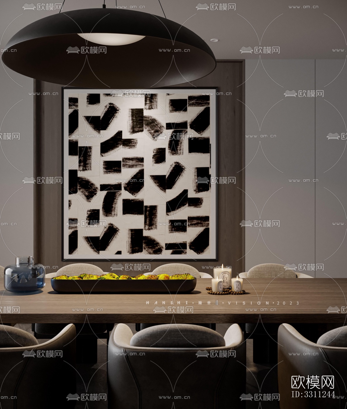 现代客餐厅效果图下载（渲染图6）