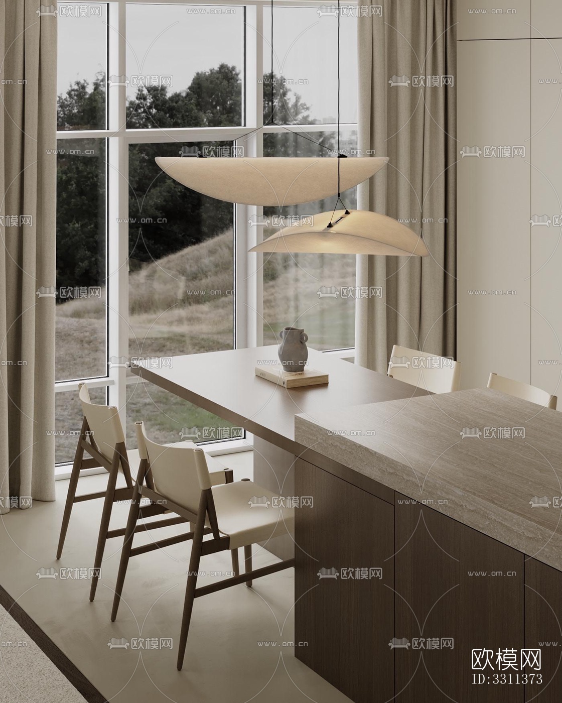 现代客餐厅效果图下载（渲染图9）