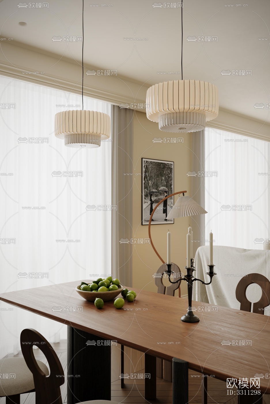 现代客餐厅效果图下载（渲染图7）