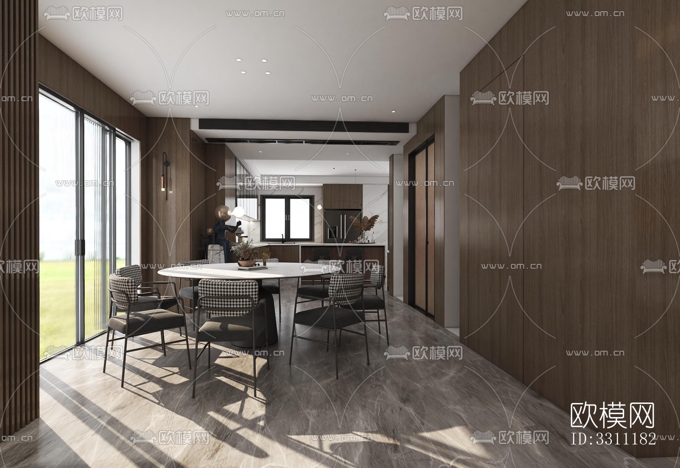 现代客餐厅效果图下载（渲染图4）