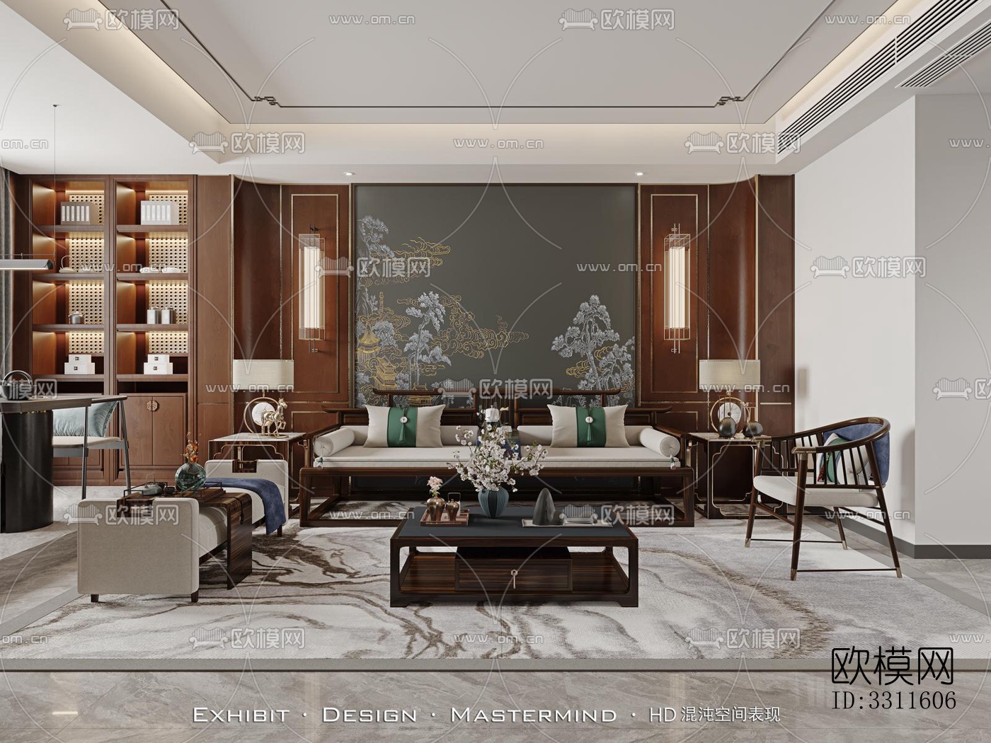 现代客餐厅效果图下载（渲染图5）